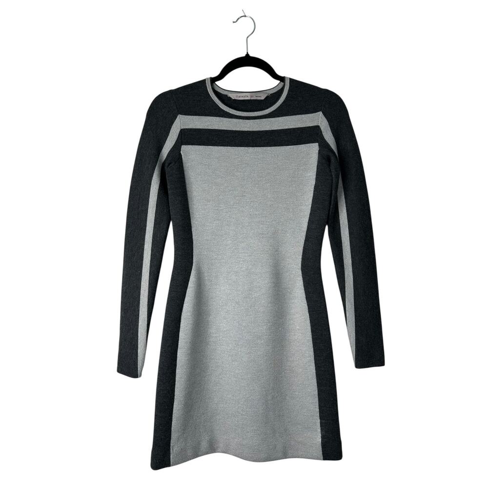 Athleta Boreal Sweater Dress Size XXS Grey Colorblock Wool Blend Fitted Bodycon